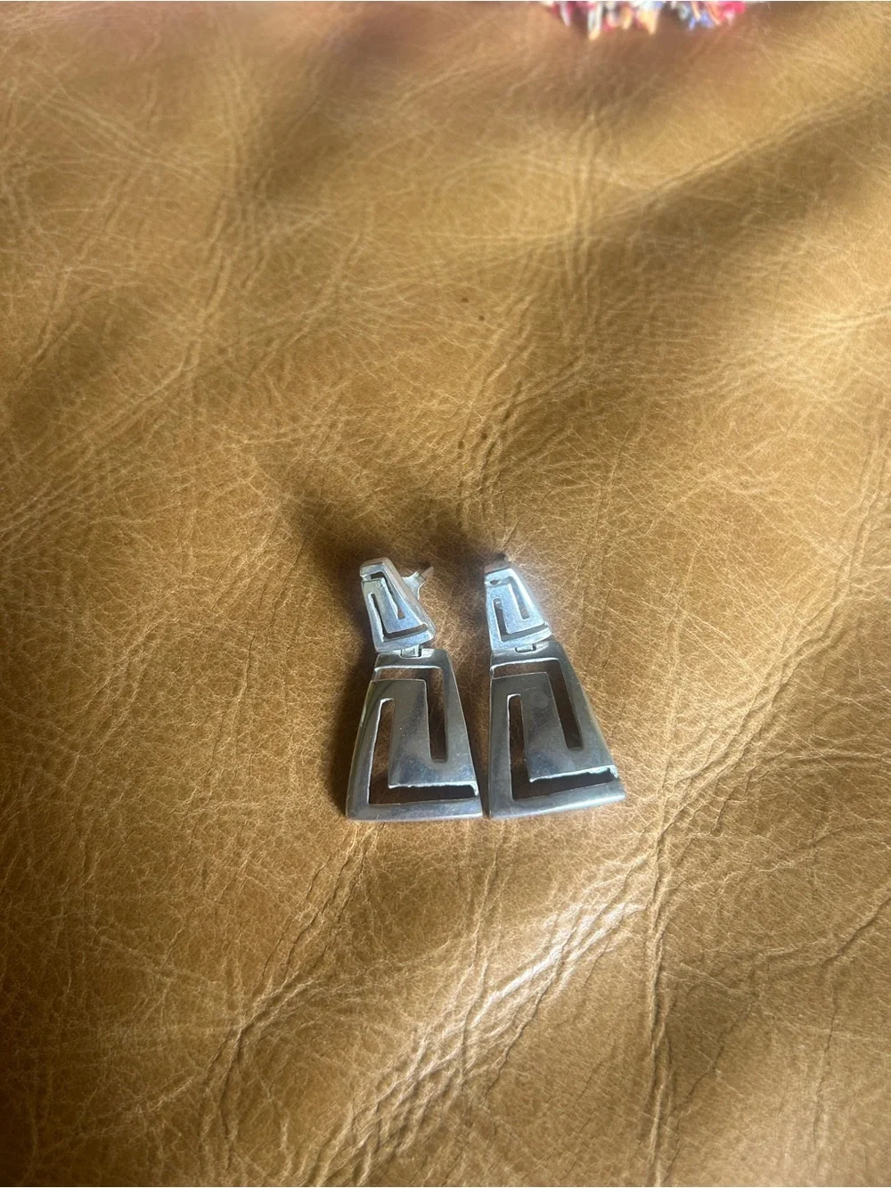 Sterling Silver Geometric Drop Earrings - Silver